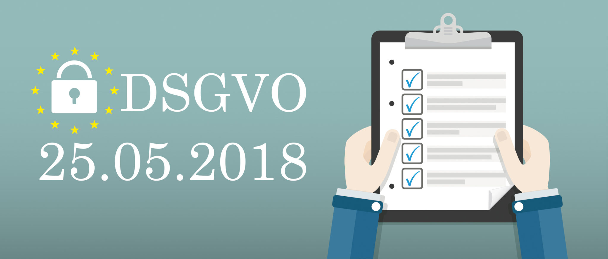 hnde mit einer checkliste daneben text dsgvo am 25 mai 2018