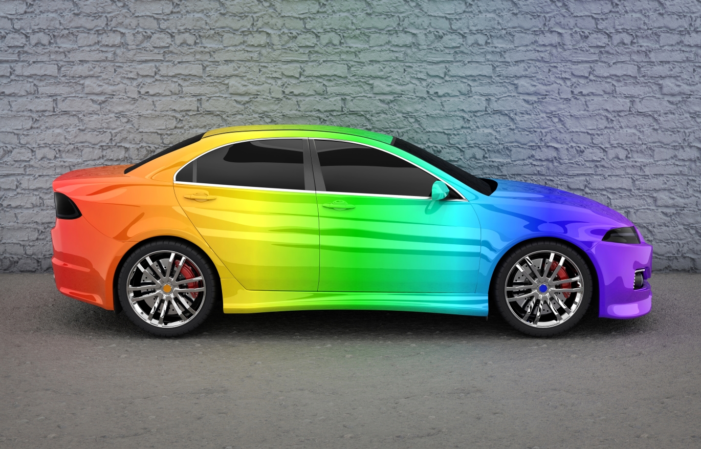 car in rainbow colors (done in 3d rendering) Auto Regenbogenlack